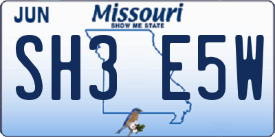 MO license plate SH3E5W