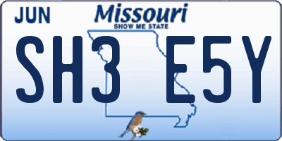 MO license plate SH3E5Y