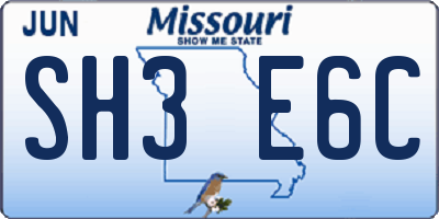 MO license plate SH3E6C