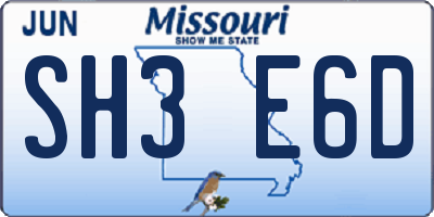 MO license plate SH3E6D