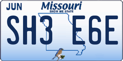 MO license plate SH3E6E