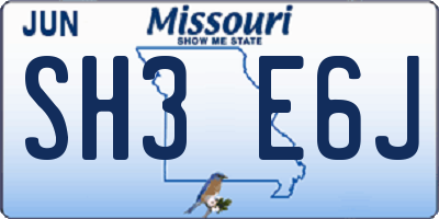 MO license plate SH3E6J