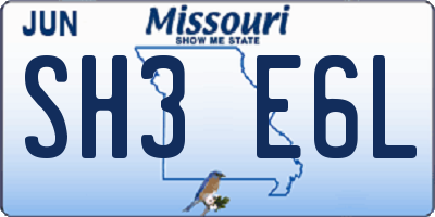 MO license plate SH3E6L