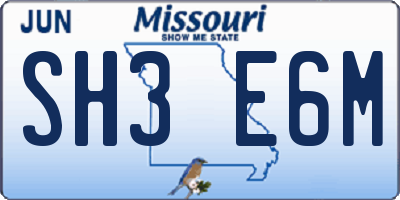 MO license plate SH3E6M