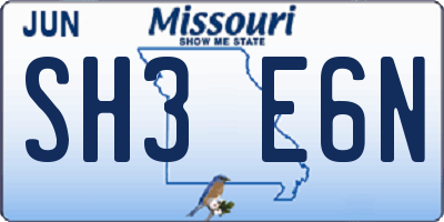 MO license plate SH3E6N