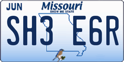 MO license plate SH3E6R