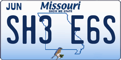 MO license plate SH3E6S