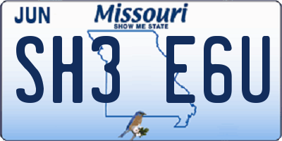 MO license plate SH3E6U
