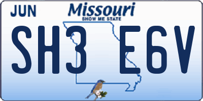 MO license plate SH3E6V