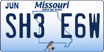 MO license plate SH3E6W