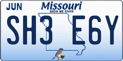MO license plate SH3E6Y