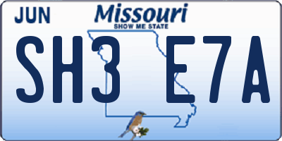 MO license plate SH3E7A