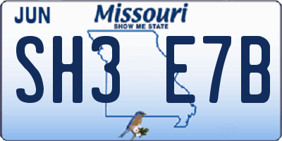 MO license plate SH3E7B