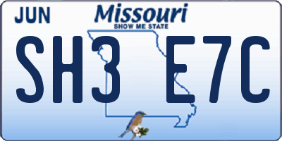 MO license plate SH3E7C