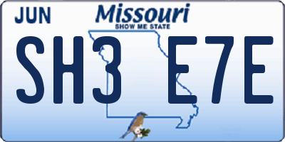 MO license plate SH3E7E