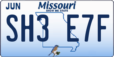 MO license plate SH3E7F