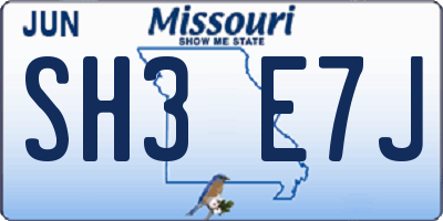 MO license plate SH3E7J