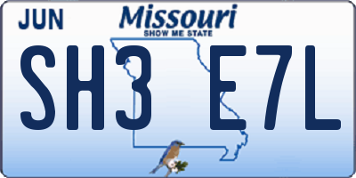 MO license plate SH3E7L