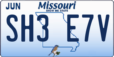 MO license plate SH3E7V