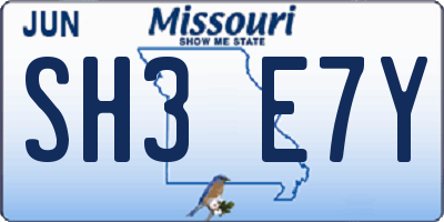 MO license plate SH3E7Y