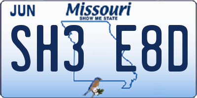 MO license plate SH3E8D