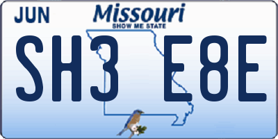 MO license plate SH3E8E