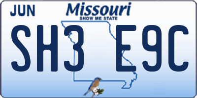 MO license plate SH3E9C
