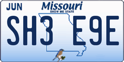 MO license plate SH3E9E