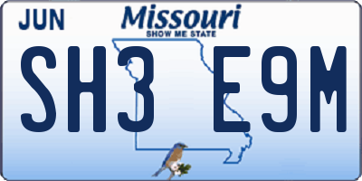 MO license plate SH3E9M