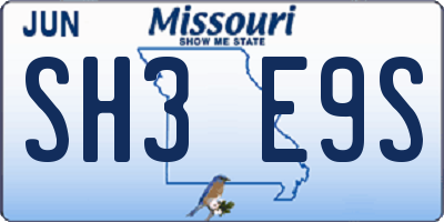MO license plate SH3E9S
