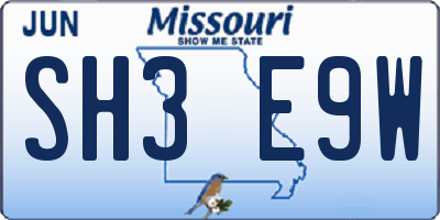 MO license plate SH3E9W