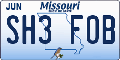 MO license plate SH3F0B