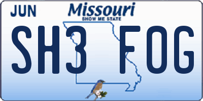 MO license plate SH3F0G