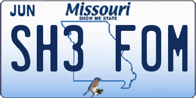 MO license plate SH3F0M