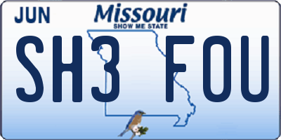 MO license plate SH3F0U
