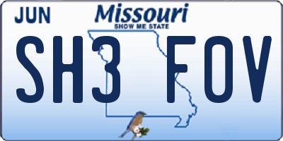 MO license plate SH3F0V