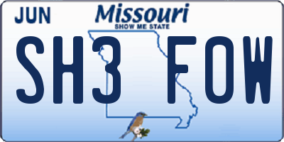 MO license plate SH3F0W