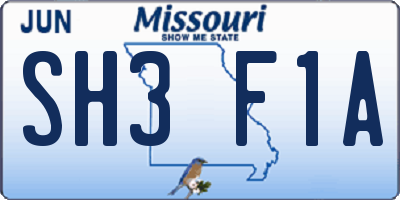 MO license plate SH3F1A
