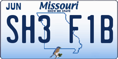 MO license plate SH3F1B