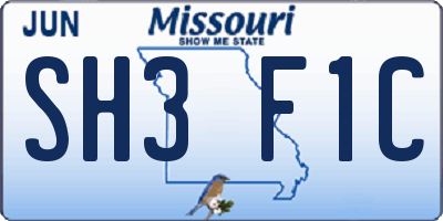 MO license plate SH3F1C