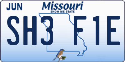 MO license plate SH3F1E
