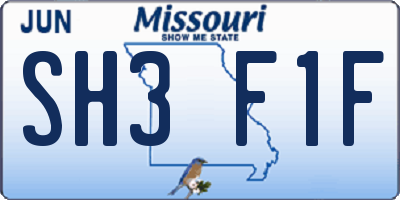 MO license plate SH3F1F