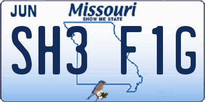 MO license plate SH3F1G