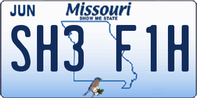 MO license plate SH3F1H