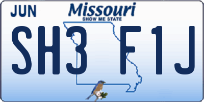 MO license plate SH3F1J