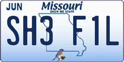 MO license plate SH3F1L