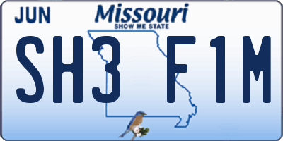 MO license plate SH3F1M