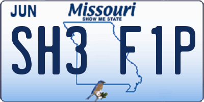 MO license plate SH3F1P