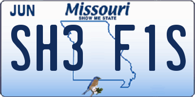 MO license plate SH3F1S