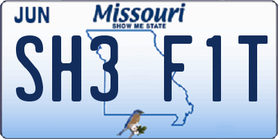 MO license plate SH3F1T